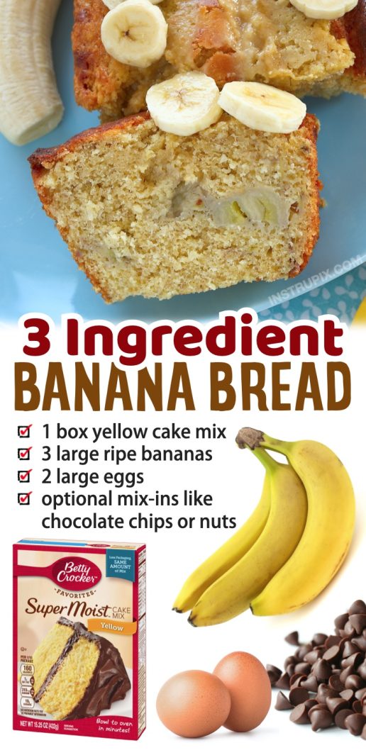 Super Easy Moist Banana Bread Recipe (Just 3 Ingredients!)