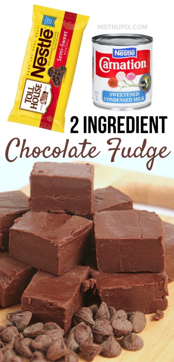 Easy 2Ingredient Chocolate Fudge Recipe Instrupix