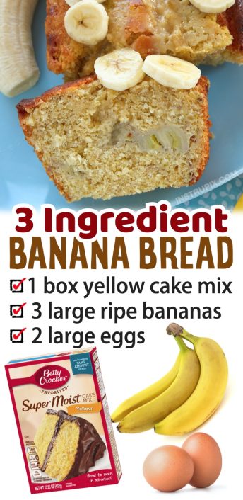 Super Easy Moist Banana Bread Recipe (Just 3 Ingredients!)