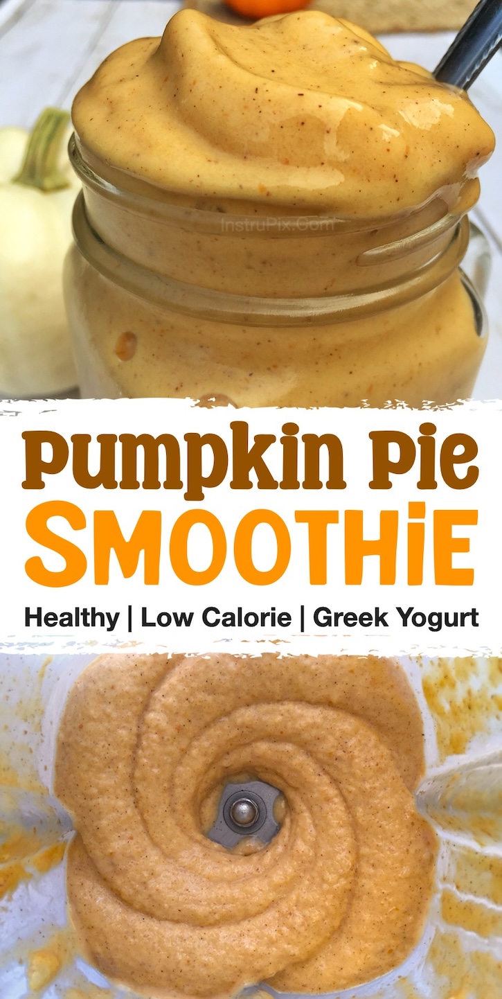 In my house, Fall starts in August! But unfortunately it's still too warm to start baking so I always enjoy this easy pumpkin pie smoothie made with just a few clean eating and low calorie ingredients including greek yogurt, honey, and banana!