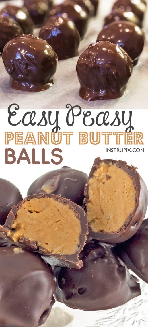 Easy No-Bake Peanut Butter Chocolate Truffle Balls (simple recipe!)