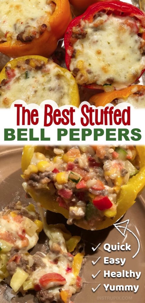 The Best Cheesy Stuffed Bell Peppers (With Ground Beef & Rice)