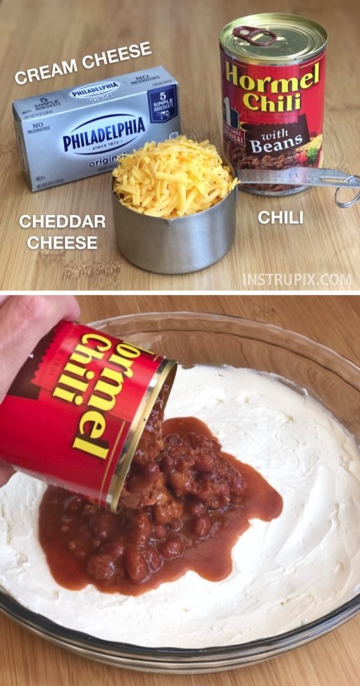 Crowd Pleaser: Easy 3 Ingredient Chili Cheese Dip!