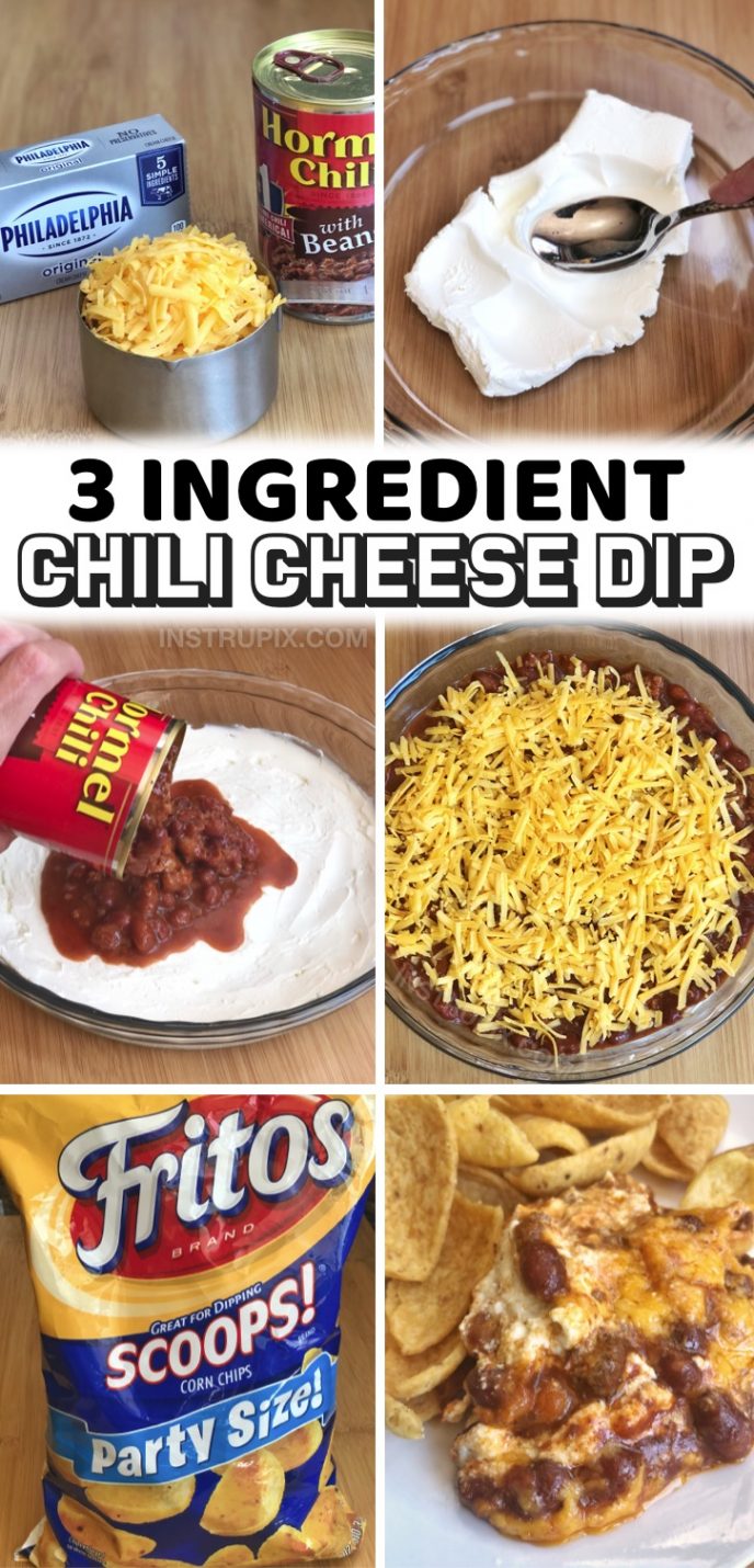Crowd Pleaser: Easy 3 Ingredient Chili Cheese Dip!