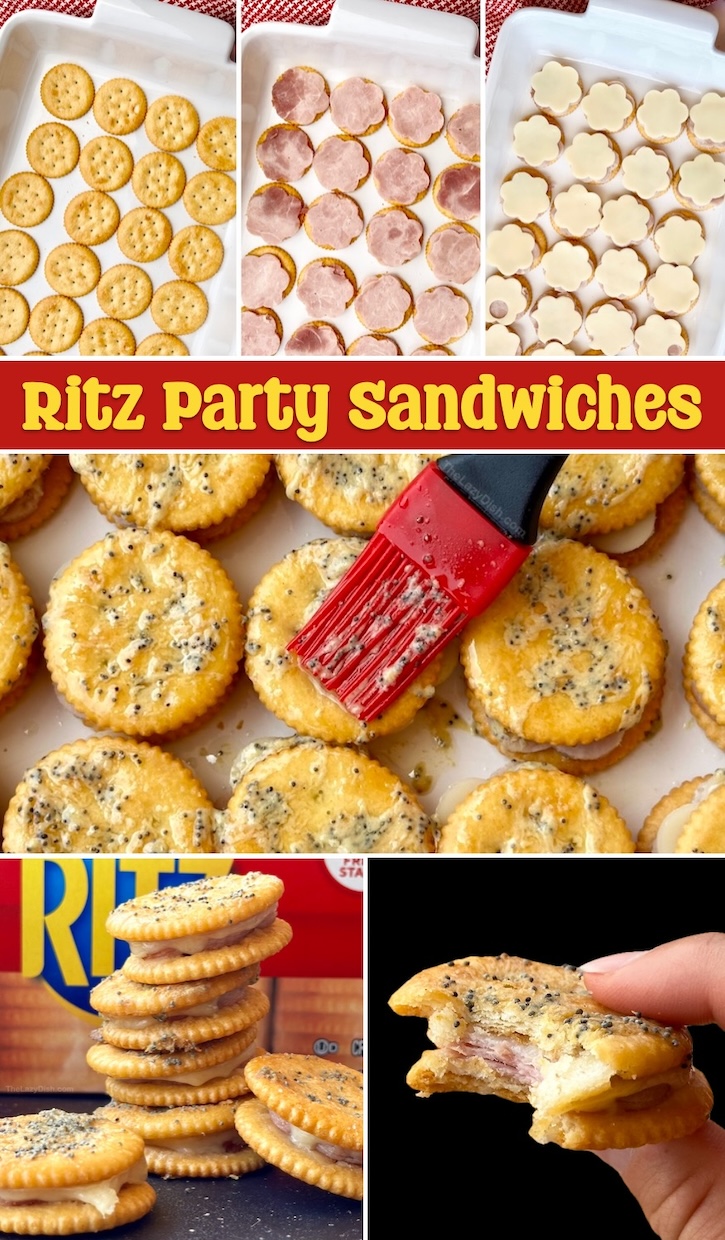 This Ritz cracker recipe is perfect for hosting a party! Make mini baked sandwiches with cheese and ham loaded with seasoned butter. 