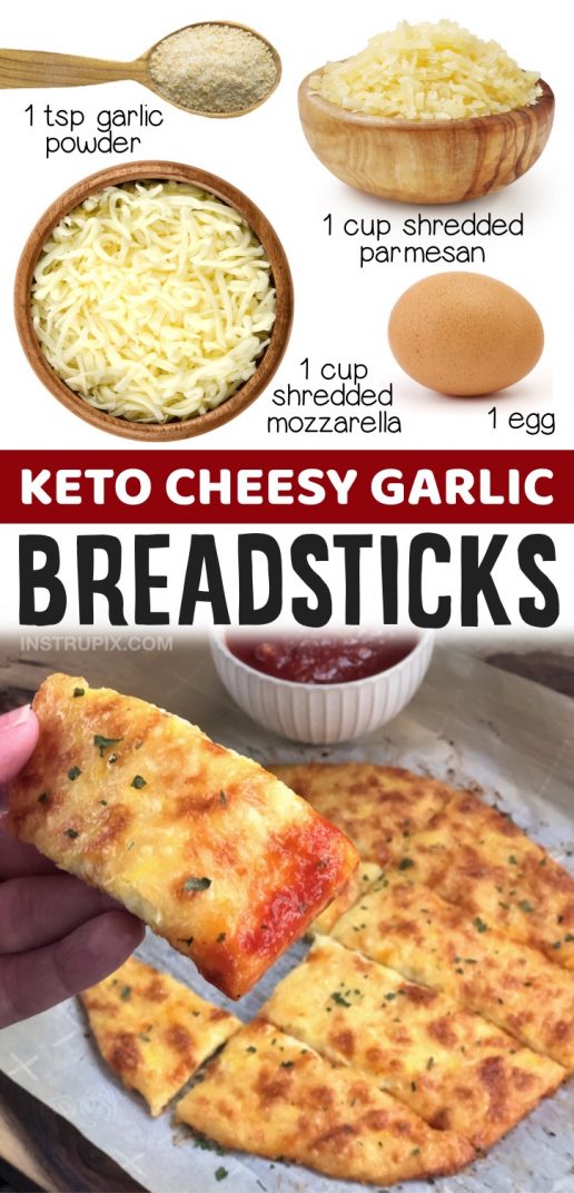 Keto Cheesy Garlic Breadsticks (4 Ingredients)