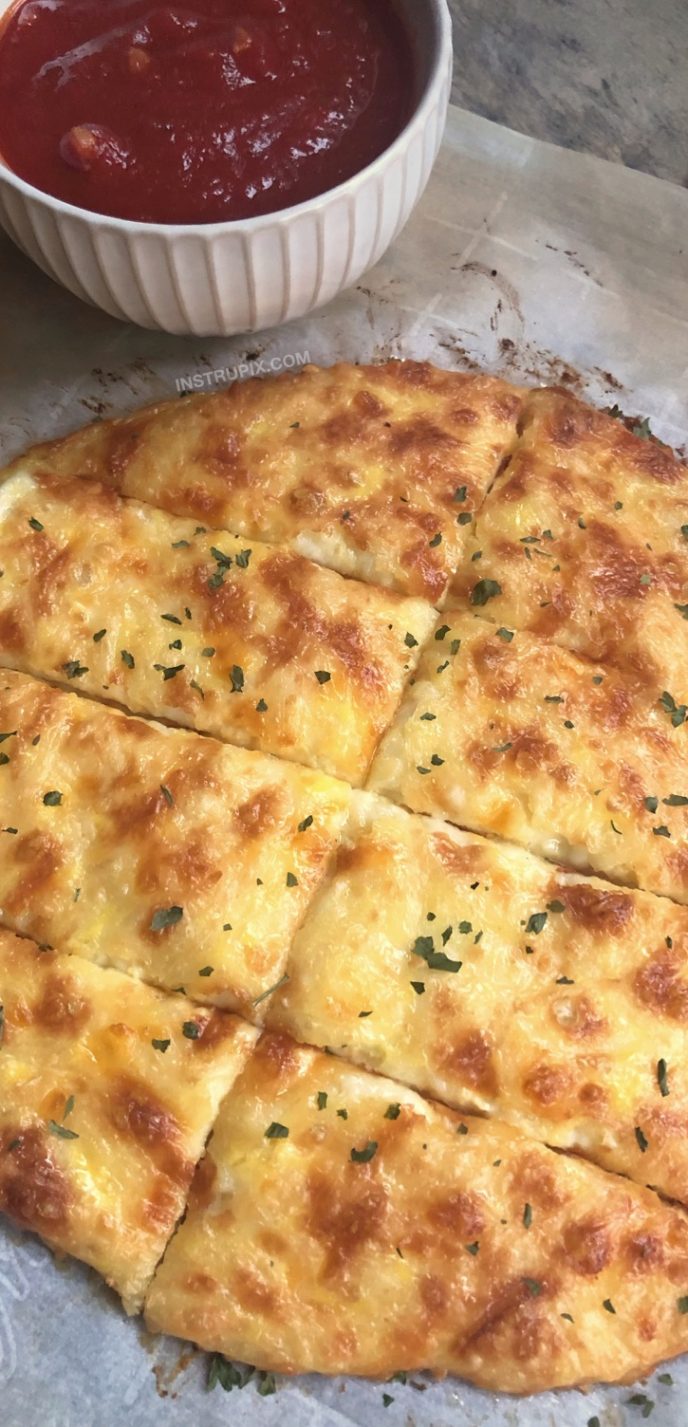 Keto Cheesy Garlic Breadsticks (4 Ingredients)