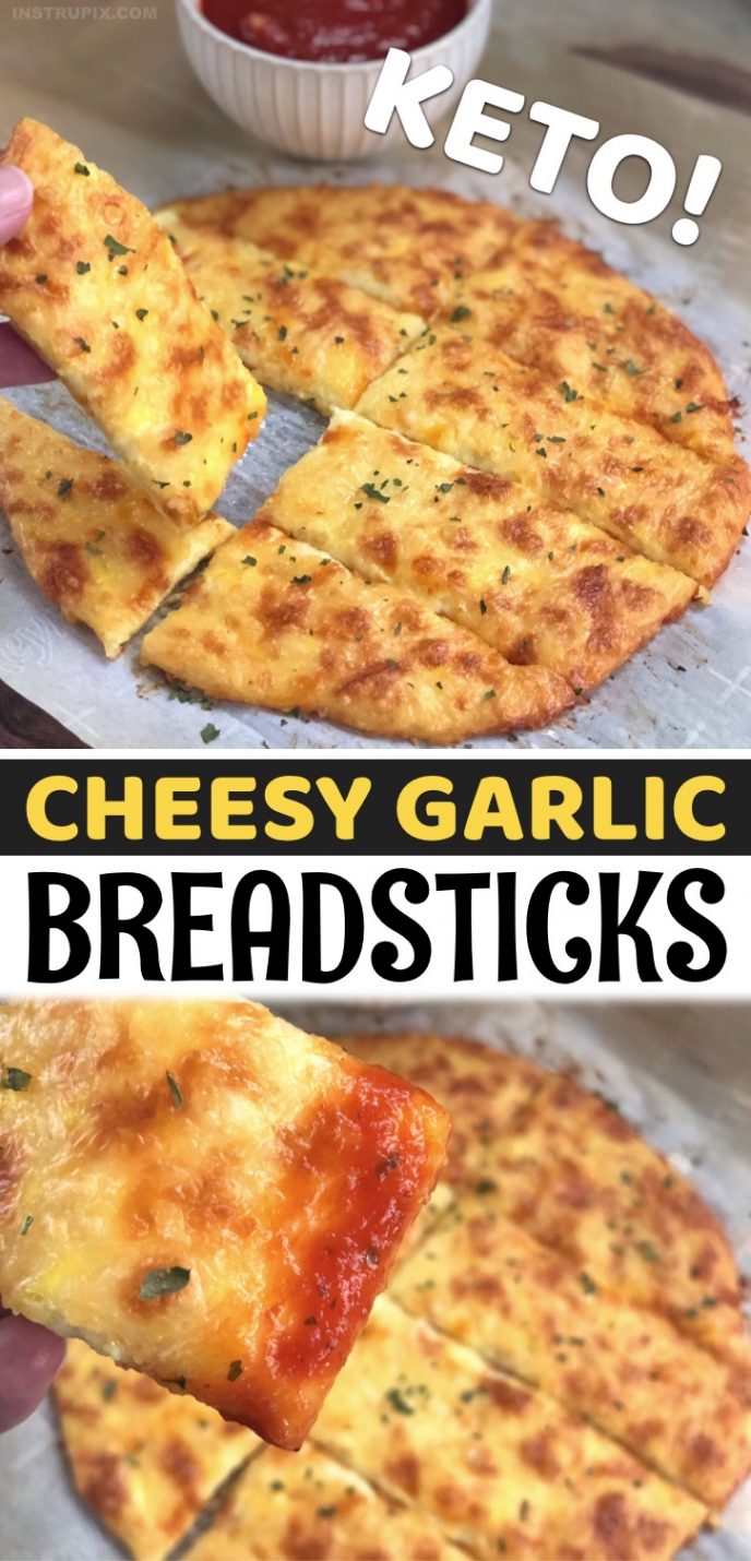 Keto Cheesy Garlic Breadsticks (4 Ingredients)