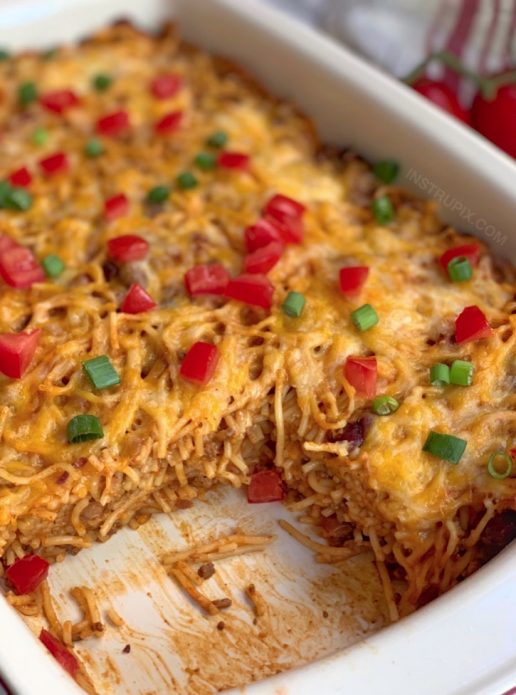 Cheesy Taco Spaghetti Casserole