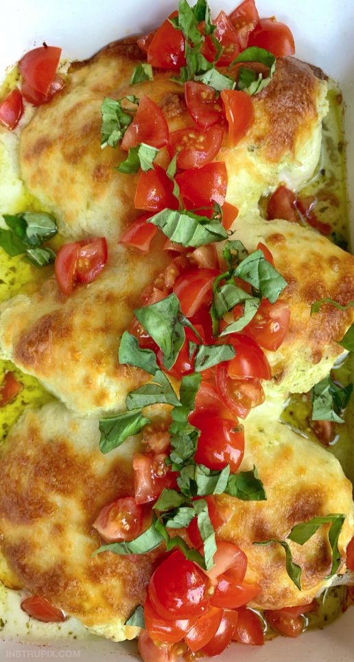 Cheesy Pesto Baked Chicken