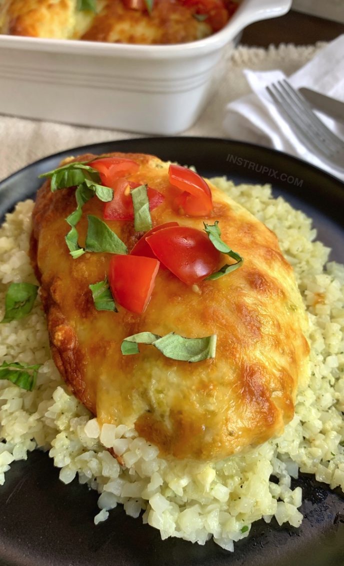 Cheesy Pesto Baked Chicken