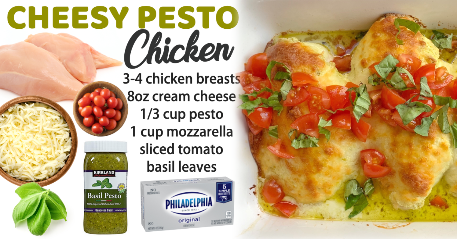 Cheesy Pesto Baked Chicken