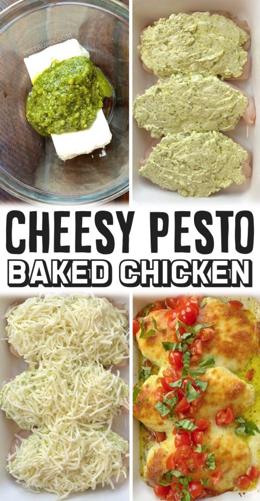 Cheesy Pesto Baked Chicken