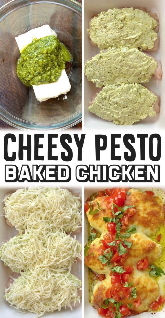 Cheesy Pesto Baked Chicken