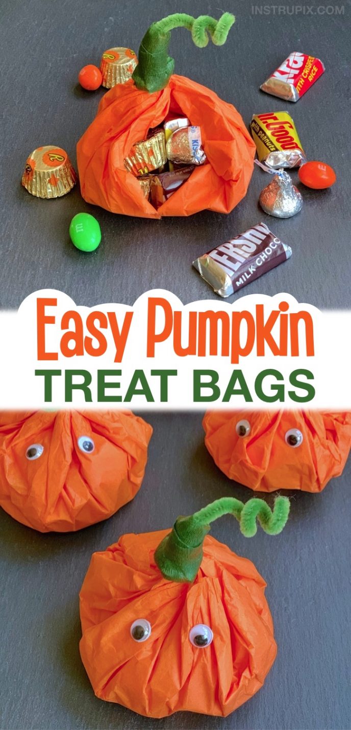 {Halloween Party Idea} Tissue Paper Pumpkin Goody Bags