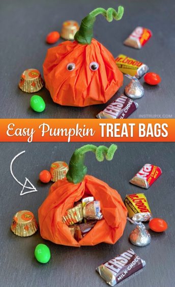 {Halloween Party Idea} Tissue Paper Pumpkin Goody Bags