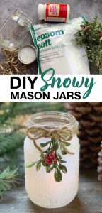 DIY Christmas Craft: Snowy Mason Jar Tea Light Holders