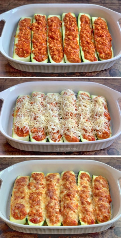 Chicken Parmesan Stuffed Zucchini Boats (Easy & Low Carb)
