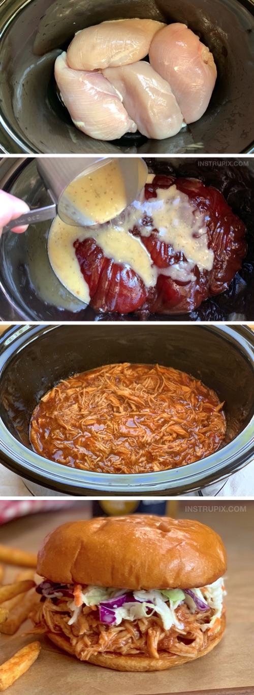 The Best Crockpot Bbq Chicken Sandwiches 5 Ingredients