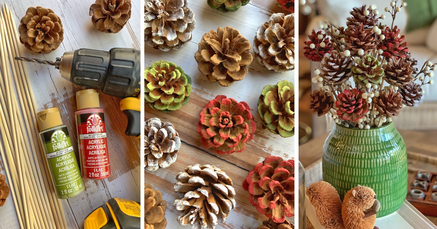 holiday centerpieces using pine cones
