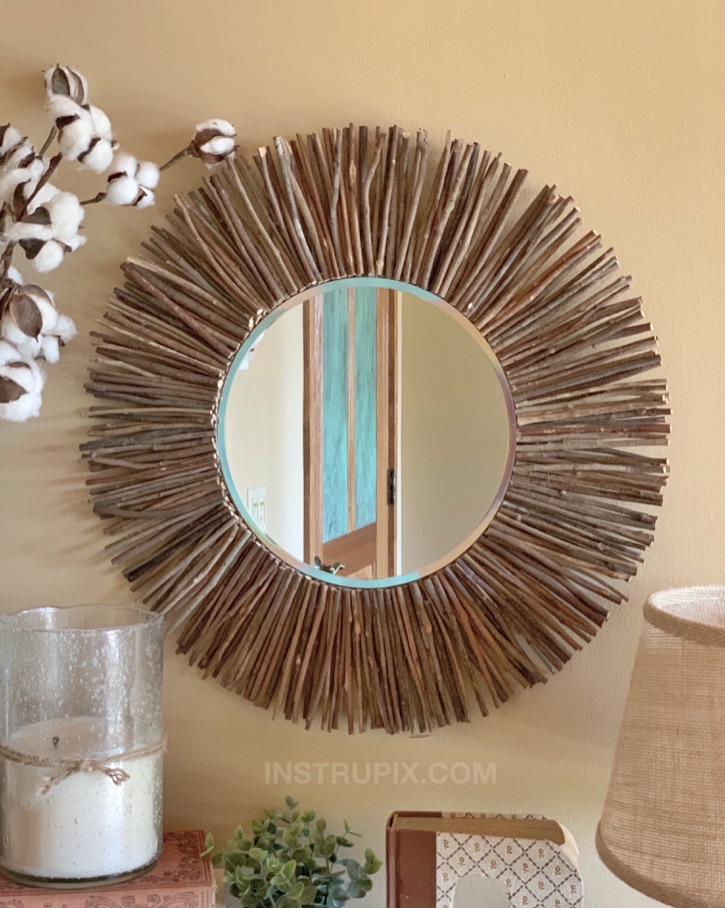 Cheap & Easy DIY Stick Framed Mirror (That looks Expensive!)