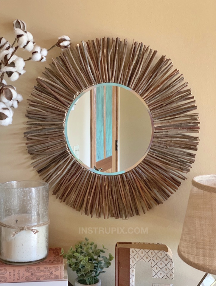 DIY Quick and Easy Wall Mirror Decor, Wall Decor Idea Using Popsicle Sticks