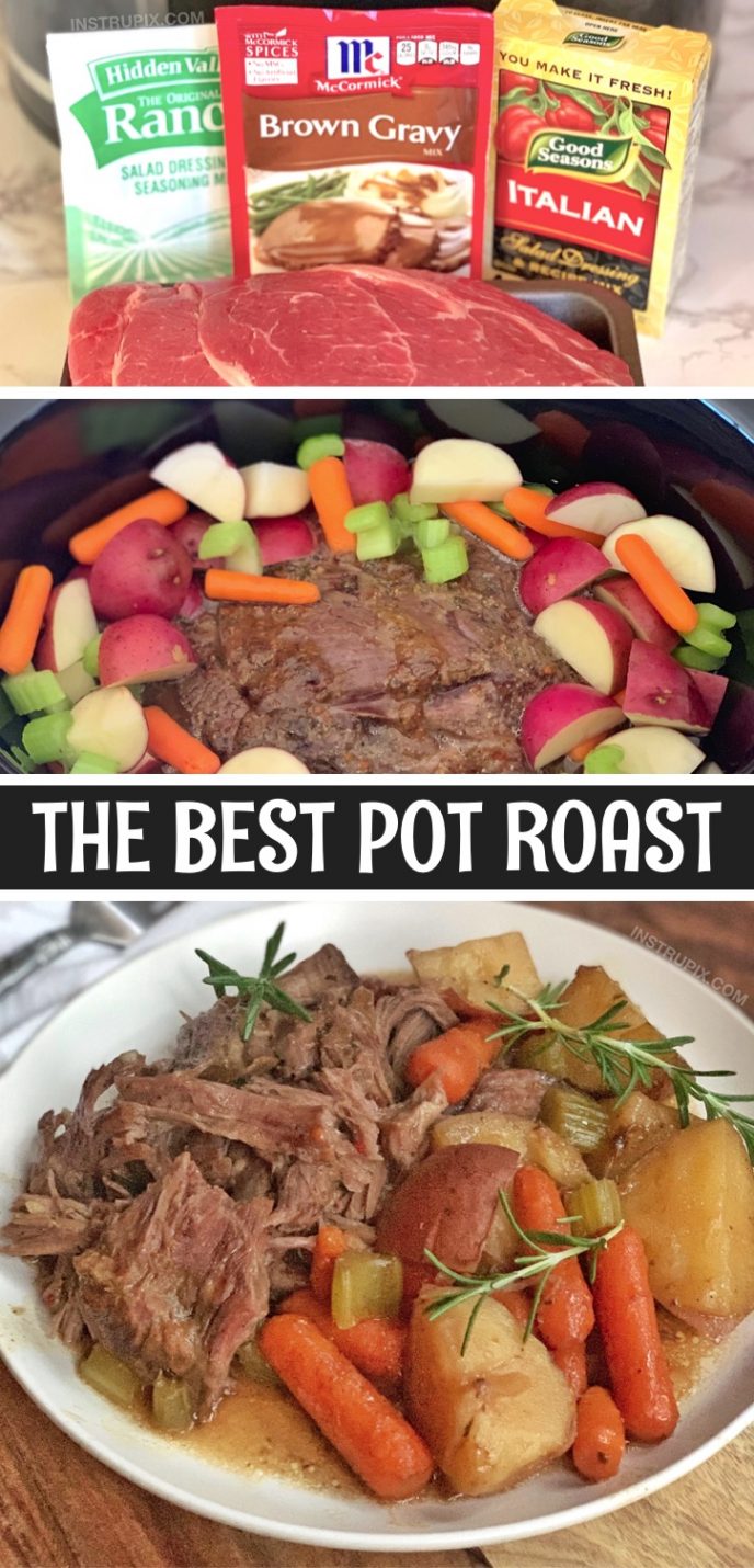 The BEST Easy Slow Cooker Pot Roast (Made with Ranch, Brown Gravy ...