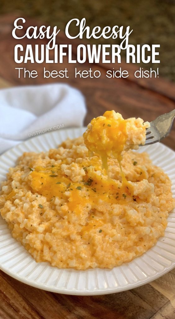 Easy Cheesy Cauliflower Rice (Yummy Low Carb Side Dish)