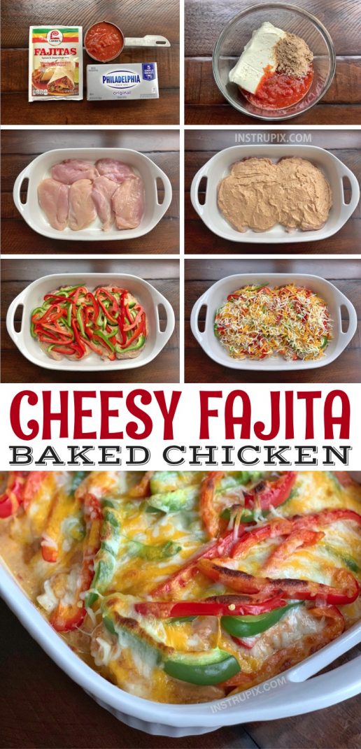 Cheesy Fajita Baked Chicken (Easy Dinner Recipe)