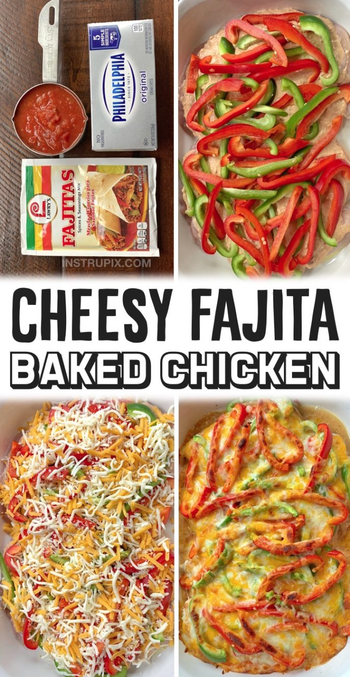 Cheesy Fajita Baked Chicken (Easy Dinner Recipe)