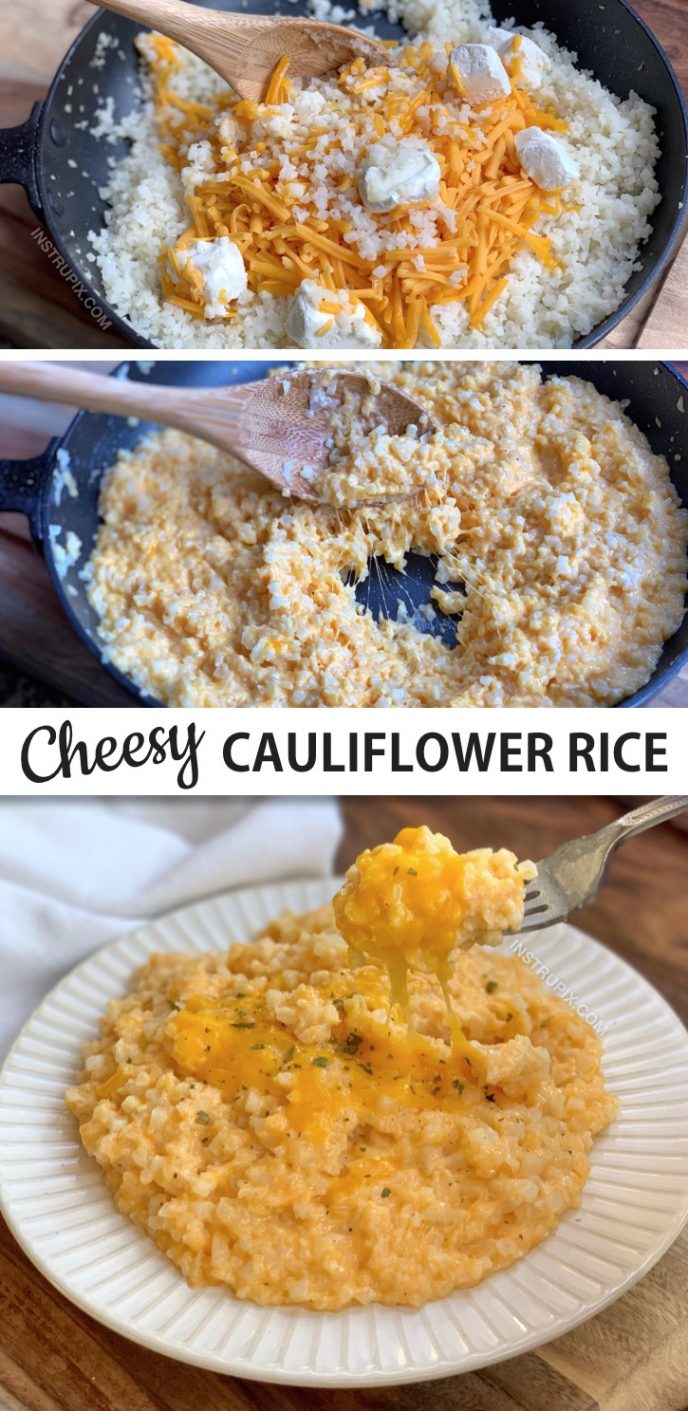 Easy Cheesy Cauliflower Rice (Yummy Low Carb Side Dish)