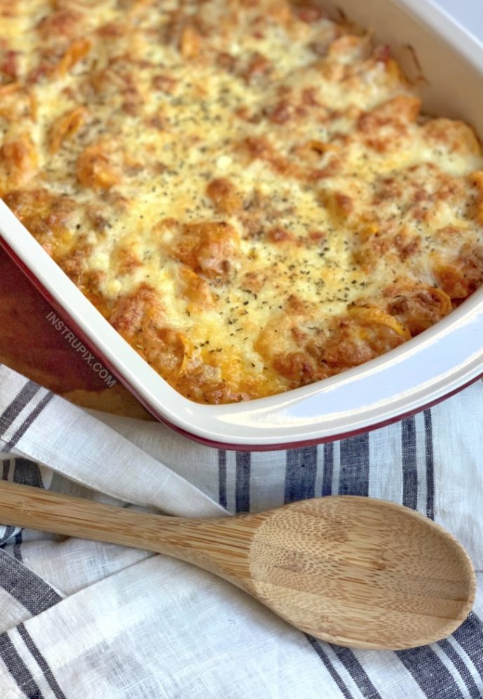 Easy Cheesy Baked Tortellini (With Meat Sauce) Instrupix