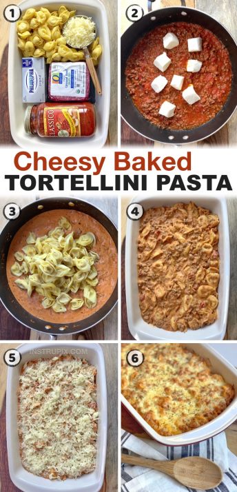 Easy Cheesy Baked Tortellini (With Meat Sauce) - Instrupix