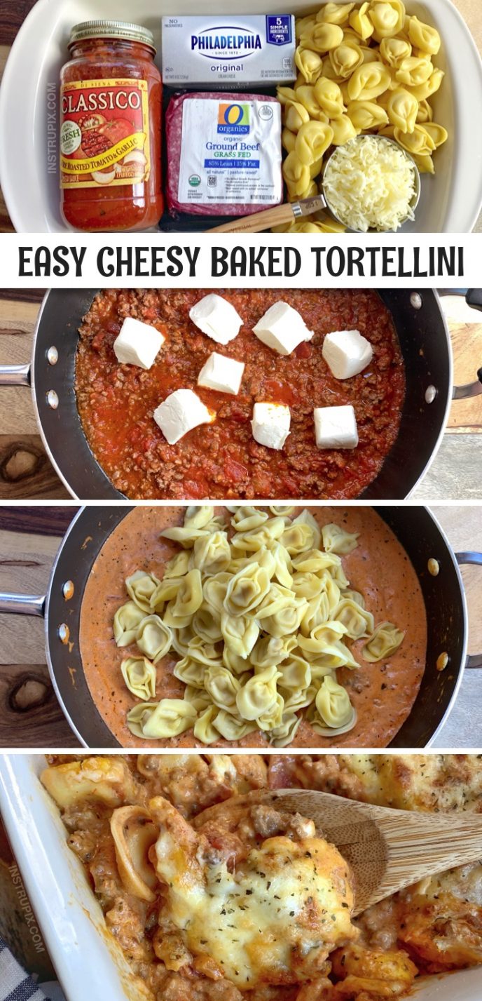 Easy Cheesy Baked Tortellini (With Meat Sauce) - Instrupix