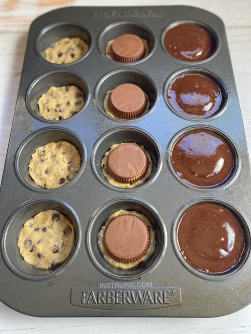 The BEST dessert, ever! Peanut Butter Cup Stuffed Cookie Brownies