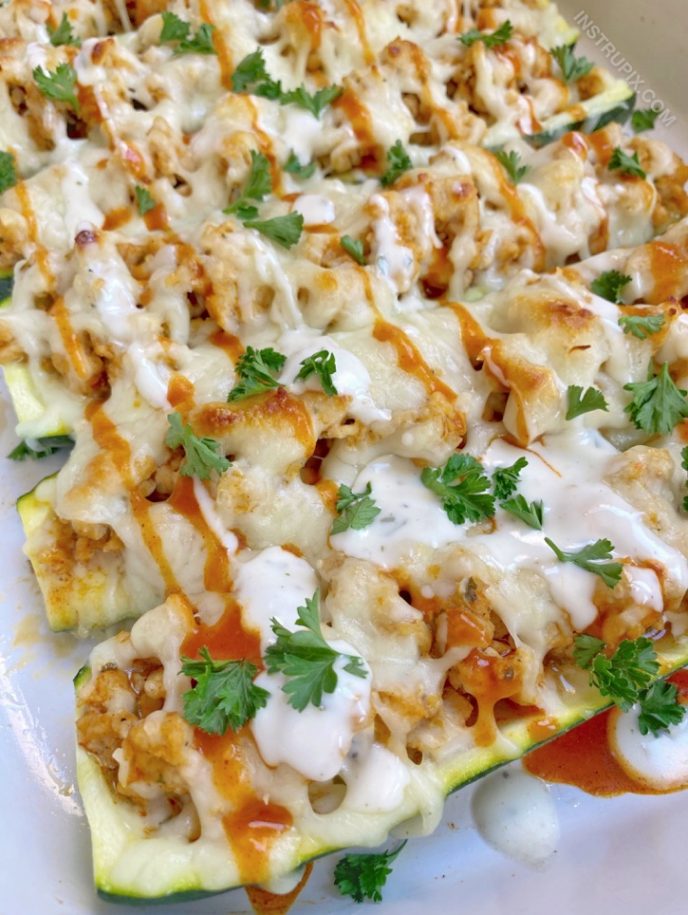 Buffalo Chicken Zucchini Boats Healthy