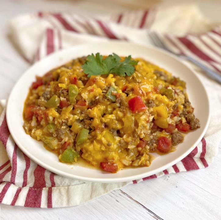 Cheesy Mexican Ground Beef & Cauliflower Rice (Keto Dinner Recipe!)