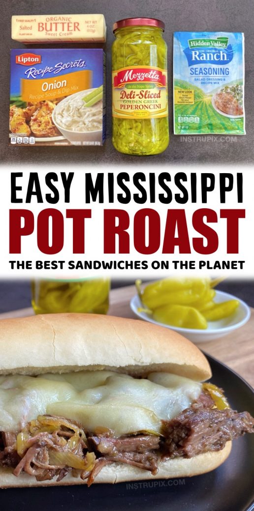 Slow Cooker Mississippi Pot Roast Sandwiches (Easy Crockpot Dinner Recipe!)