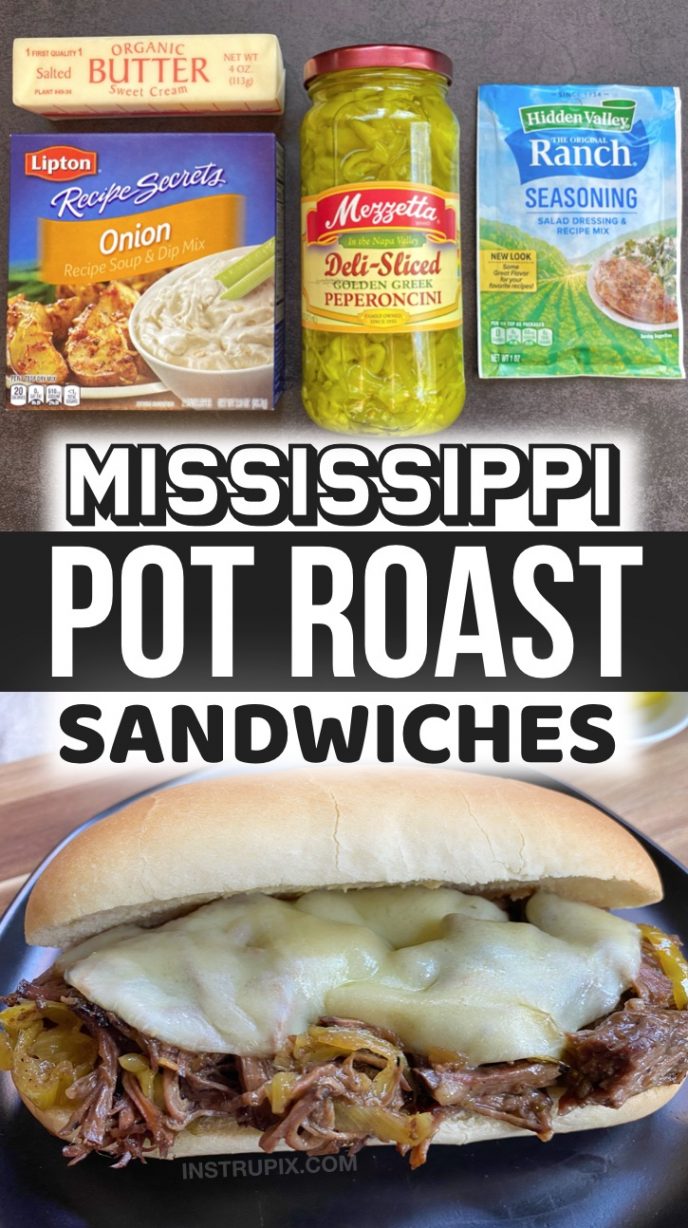 Slow Cooker Mississippi Pot Roast Sandwiches (Easy Crockpot Dinner Recipe!)