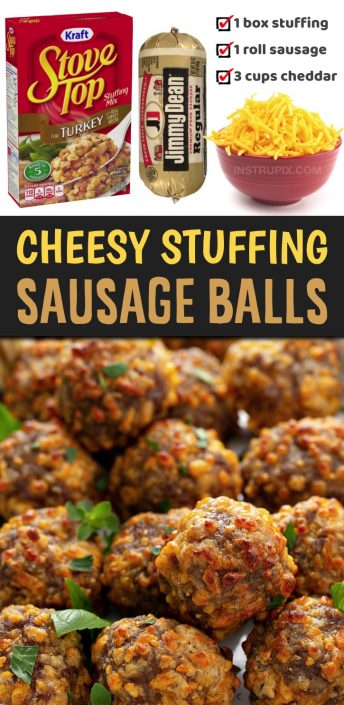 3 Ingredient Cheesy Sausage Stuffing Balls