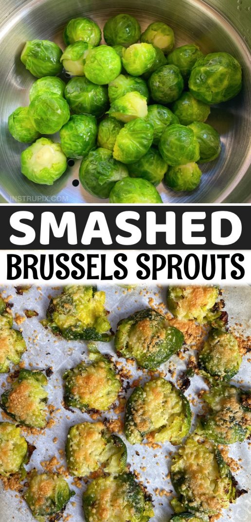 Oven Roasted Smashed Brussels Sprouts (With Garlic & Parmesan Cheese)