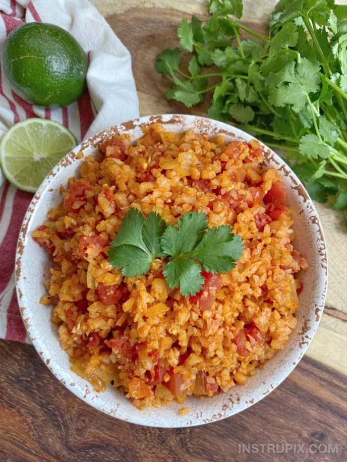 Easy Spanish Cauliflower Rice (Healthy & Low Carb Side Dish Recipe)