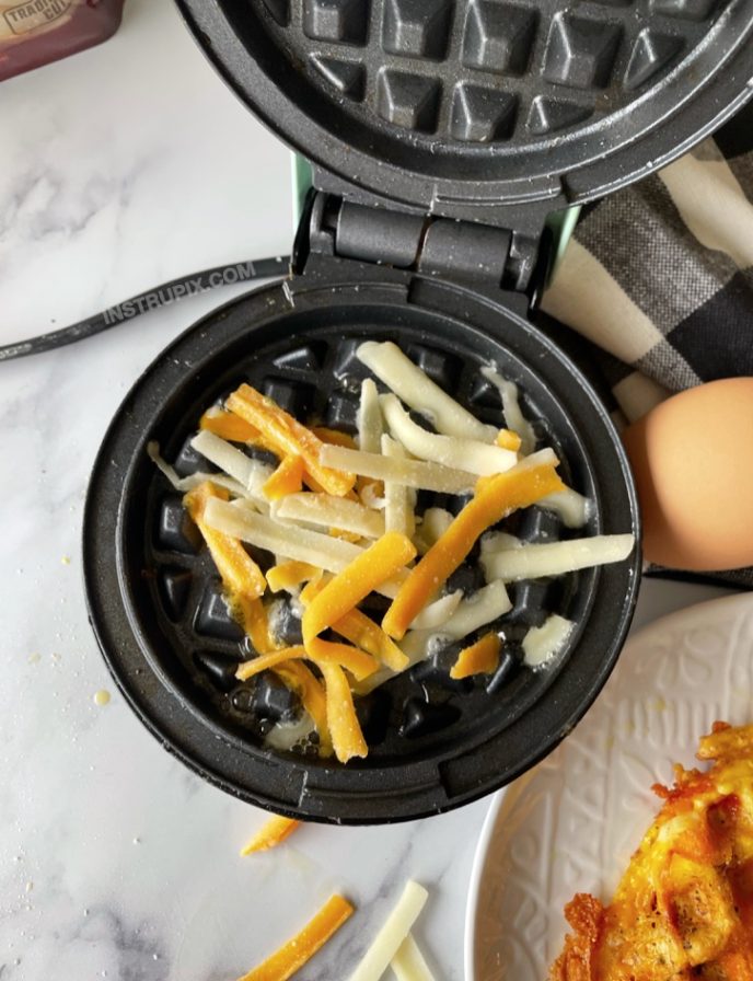 Crispy Cheesy Mini Waffle Maker Eggs (Amazing!!)