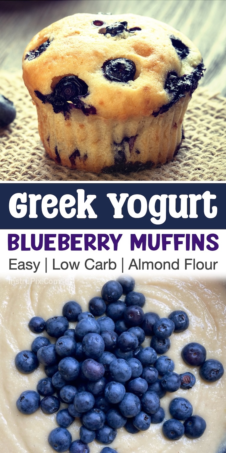 How to make delicious keto blueberry muffins with almond flour and greek yogurt! You would never guess these easy moist muffins were keto friendly and healthy. A wonderful sweet treat for breakfast and snacks!