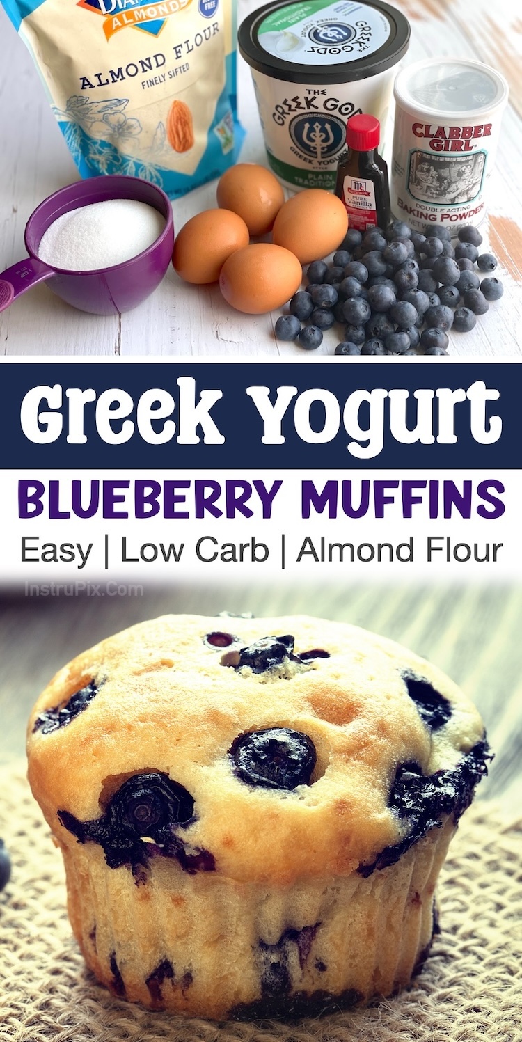 This easy low carb muffin recipe is simple to make with almond flour and greek yogurt! A surprisingly yummy keto breakfast and on the go snack idea. Bring them to work to crush your sweet cravings and avoid all the carb loaded pastries everyone brings!