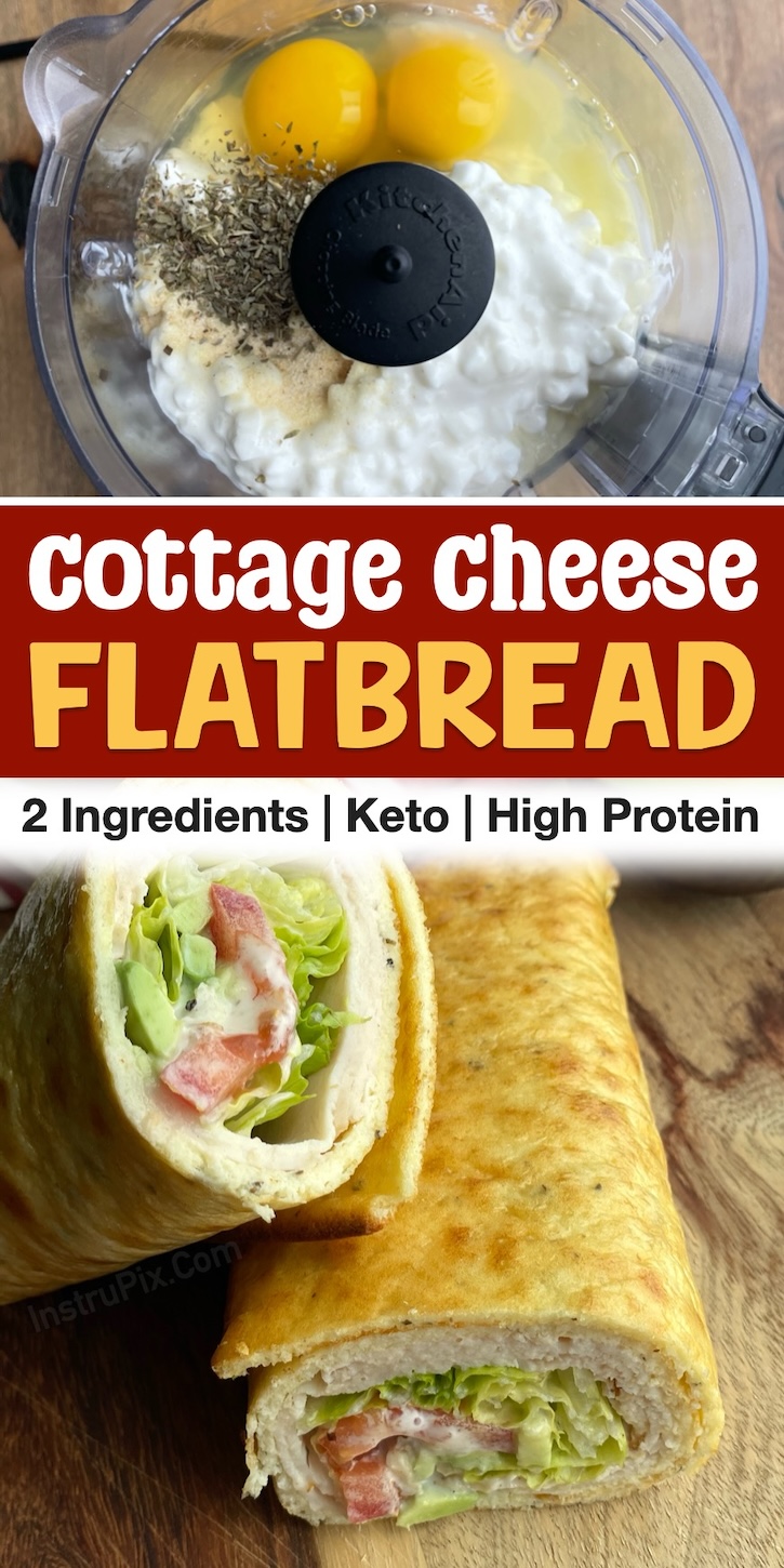 Cottage Cheese Flatbread Recipe | A 2 ingredient, low carb, healthy, and high protein recipe that's quick and easy to make in your oven. If you're on a keto diet and trying to lose weight, you've got to try this homemade recipe! It's delicious and simple to prepare. Just perfect for making sandwich wraps and more! 