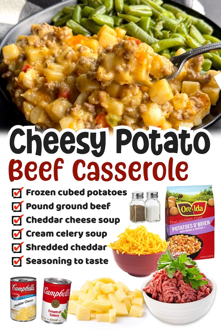 Number Five on the list of picky eaters dinner recipes for busy weeknights: Cheesy Ground Beef & Potato Casserole. This yummy comfort food is cheap and simple to prepare for busy moms and dads on a budget with a pound of ground beef, frozen potatoes, cheese, and canned soup. 